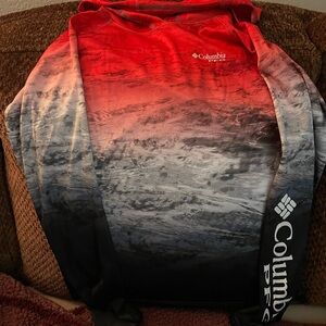Columbia Red Gradient PFG Shirt with hoodie